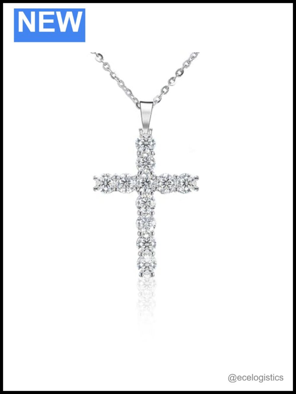 14K Gold Over S925 Sterling Silver VVS1 Diamond Cross Pendant Necklace